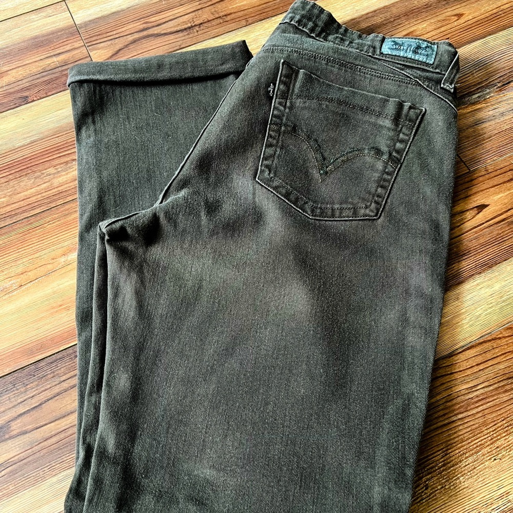 Levi’s 505 Straight Leg Olive Green Jeans, Womens 12M- 31/32, Silver Label